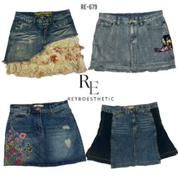 Y2K Unique IT Girl Denim Mini Skirts (RE-679)