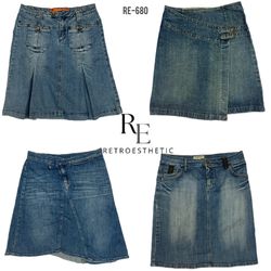 Y2K Cyber Girl Era Denim Midi Skirts (RE-680)