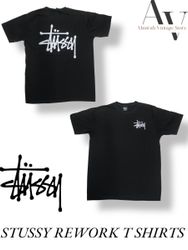 Stussy T-Shirts schwarz und weiß (Rework-Stil)