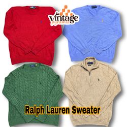 VP139 Ralph Lauren Round Neck  V-Neck Cable-Knit a..