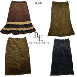 Y2K Unique Corduroy Flared Skirts (RE-693)