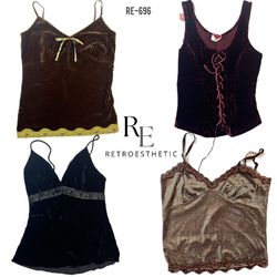 Y2K Gothic Velvet Cami Tops (RE-696)