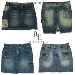 Gonne in denim in stile retro Y2K (RE-700)