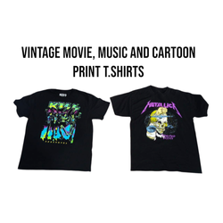 Vintage Movie, Music And Cartoon Print T-shirts