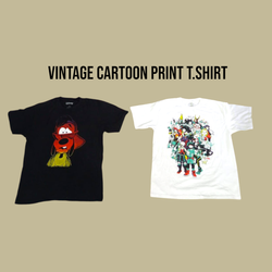 Vintaga Cartoon Print T.shirt