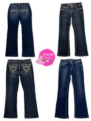 Jeans uniques embellis rétro Y2K