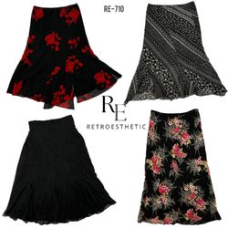 Y2K Date Night Floral Poly Skirts (RE-710)