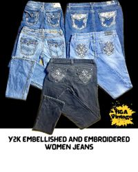 Y2K Bootcut Embellished & Embroidered Womens Jeans..