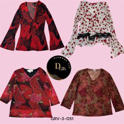 Trendy Red Printed Poly Blouse – Soft & Comfortabl..