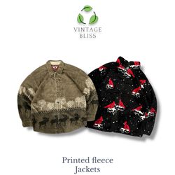 Vintage printed Fleece Jackets