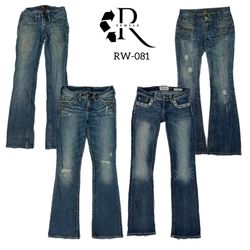 Jean en denim unique à évasement brodé Y2K (RW-081..