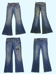 Y2K Denim Dreams: Bold Flared Jeans with Vintage V..