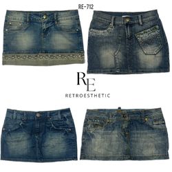 Y2K Britney Era Denim Micro Mini Skirts (RE-712)