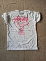 Stussy rework style world tour pink title white t-..