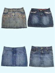 Bloom & Shine: Bestickter Y2K Denim Minirock (TS:4..