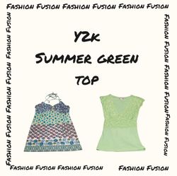 (FF-712) y2k Summer Green Tops