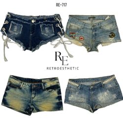 Y2K Retro Stil Denim Mikro Mini Shorts (RE-717)