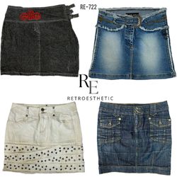 Jupes midi en denim uniques Y2K IT Girl (RE-722)