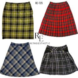 Y2K Checkered Wool Skirts (RE-725)