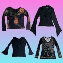 Y2k Dark & Moody Mesh Tops (TT-125)