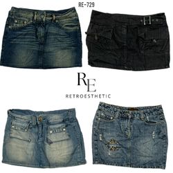 Y2K Retro Style Denim Mini Skirts (RE-729)