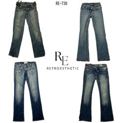 Y2K Denim Unique Flared Jeans (RE-730)