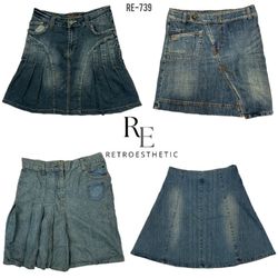 Saia Midi de Jeans da Era Britânica Y2K (RE-739)