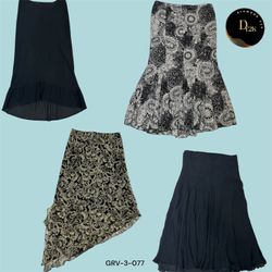 Chic Black Printed Poly Skirt – Perfect for Casual..