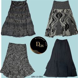 Classic Black Printed Poly Skirt – Modern & Timele..