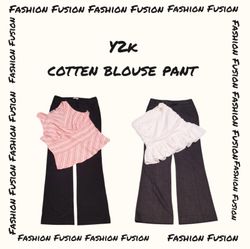 (FF-729) y2k Cotton tops and flared pant