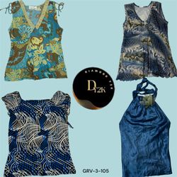 Blouse rétro Y2K en satin bleu – Chemise en polyes..