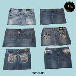 Jupe en denim esthétique Y2K – taille basse, ourle..