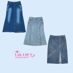 Y2K IT Girl Denim Maxi Skirts
