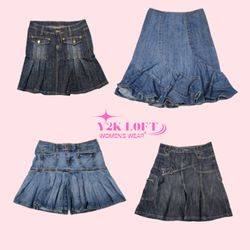 Y2K Cyber Girl Era Denim Midi Skirts