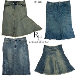 Y2K Britney Era Denim Midi Skirts (RE-746)