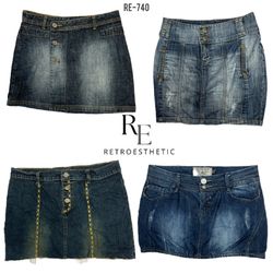 Y2K IT Girl Denim Einzigartige Minirocke (RE-740)