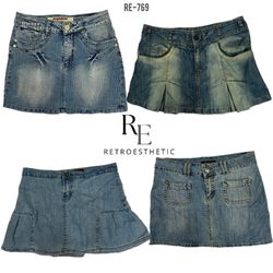 Saia Mini Jeans da Era Britney Y2K (RE-769)