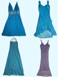 Aqua Dream Dress: Flowing Waves with Glittering Ac..