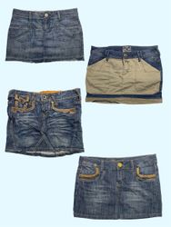 Golden Glow Mini Skirt: Y2K Denim with Chic Pocket..