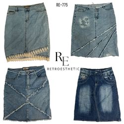 Gonne midi in denim dell'era Britney Y2K (RE-775)