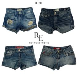 Shorts Micro Mini de Denim Estilo Retro Y2K (RE-78..