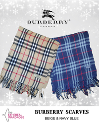 Burberry Scarves Beige & Navy Blue 10pcs