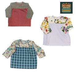 SS25 Reworked Patchwork Long-Sleeve Smock Top
