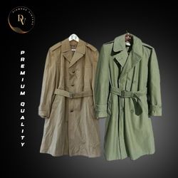 Cappotto Trench Verde Vintage 11 Pezzi