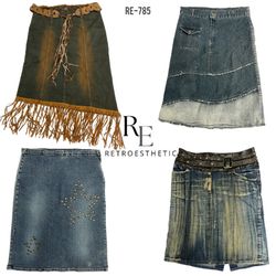 Y2K Unique Britney Era Denim Midi Skirts (RE-785)