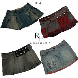 Jupes mini plissées en denim Y2K IT Girl (RE-787)