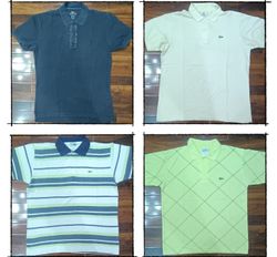 G0186 Polo T-shirt Vintage Lacoste com Gola de Trê..