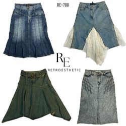 Y2K Unique Britney Era Denim Midi Skirts (RE-788)