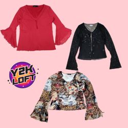 Y2K Soft Grunge Long Sleeve Tops