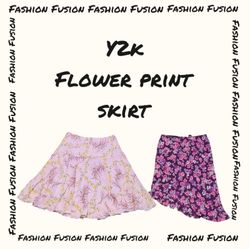(FF-741) y2k floral printed Skirta